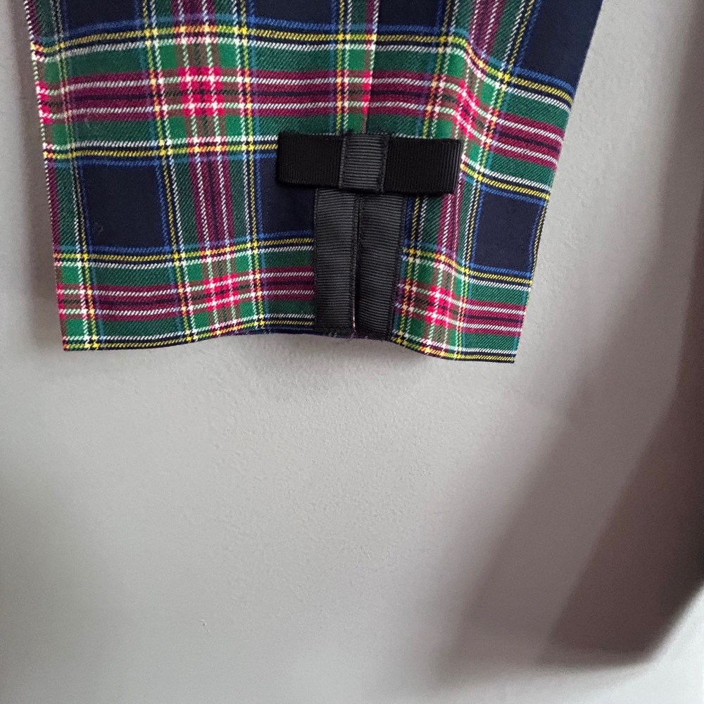 Talbots Womens 12 Plaid Wool Blend Ankle Pants Green Red Blue Bow Hem Trousers - Picture 10 of 10